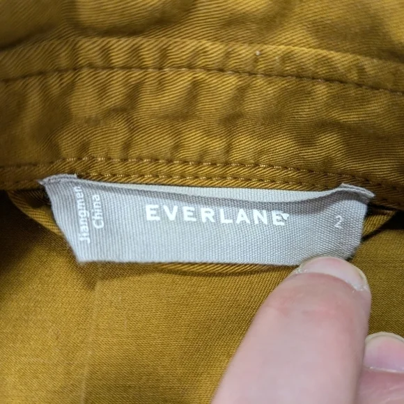 Everlane Dress Women's 2 Brown Brass Modern Utility Shirtdress Button Down Belt - Picture 6 of 8